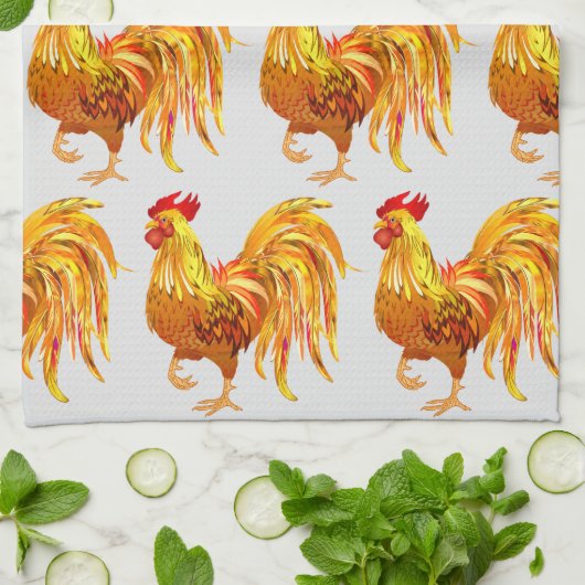 Achtertuin Chicken Farmer Golden Rooster Pattern Theedoek (Gevouwen)