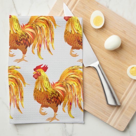 Achtertuin Chicken Farmer Golden Rooster Pattern Theedoek (Quarter Fold)