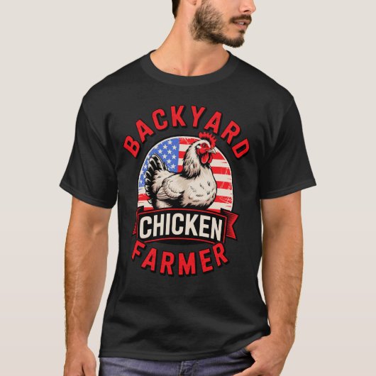 Achtertuin Chicken Farmer Patriotic T-shirt (Voorkant)