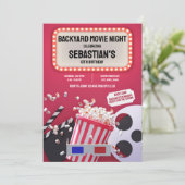 Achtertuin Film Nacht Kinderen Verjaardagsfeest Kaart (Staand voorkant)