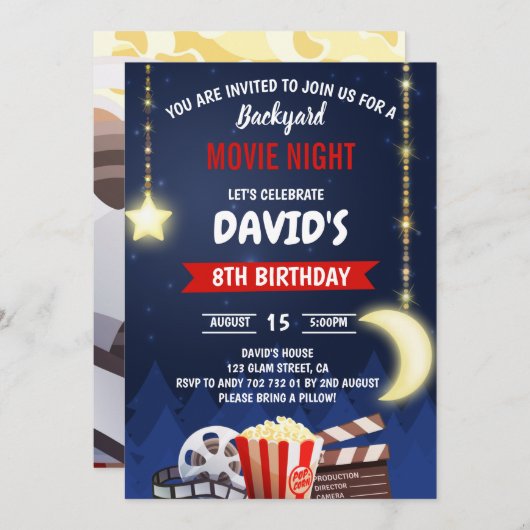 Achtertuin Film Night Boy Verjaardagsfeest Kaart (Voorkant / Achterkant)