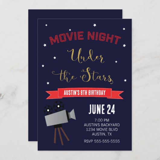 Achtertuin Film Night Under the Stars Verjaardag Kaart (Voorkant / Achterkant)