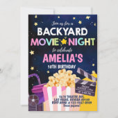 Achtertuin Film Night Verjaardag Uitnodiging onder (Voorkant)