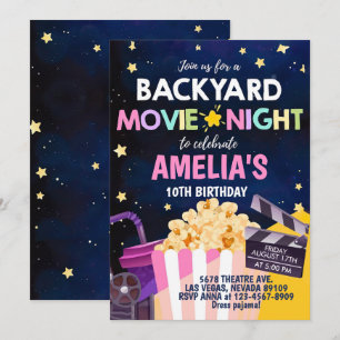 Achtertuin Film Night Verjaardag Uitnodiging onder