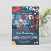 Achtertuin Film Verjaardag Uitnodiging (Staand voorkant)