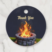 Achtertuin Fire Pit Bonfire Cookout, Verjaardag BB Bedankjes Labels (Voorkant)
