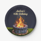Achtertuin Fire Pit Bonfire Cookout, Verjaardag BB Papieren Bordje (Voorkant)