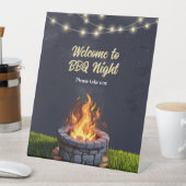 Achtertuin Fire Pit Bonfire Cookout, Verjaardag BB Reclamebord Met Voetstuk (Insitu)