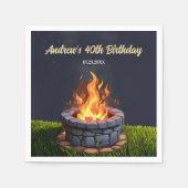 Achtertuin Fire Pit Bonfire Cookout, Verjaardag BB Servet (Voorkant)