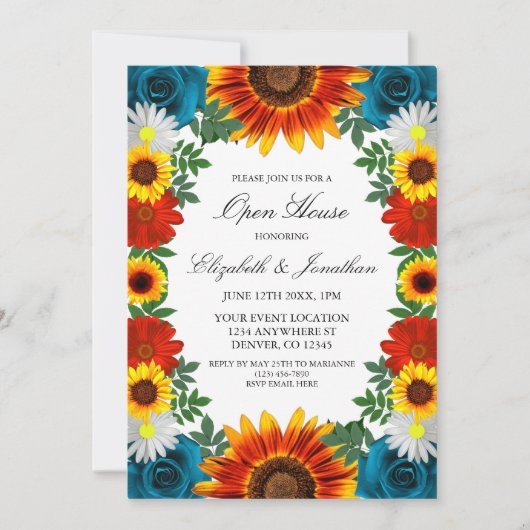 Achtertuin Floral Open House Kaart (Voorkant)