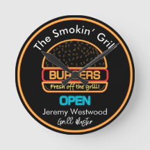 Achtertuin Grill Master Burgers Teken Wandklok