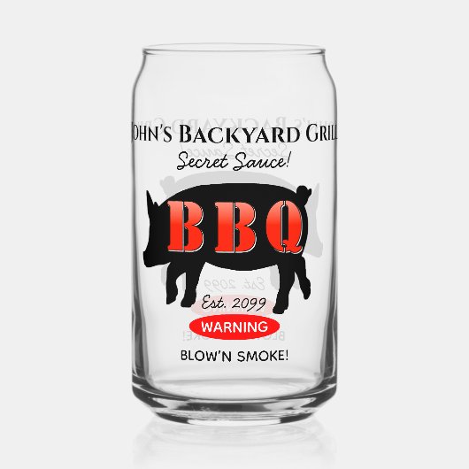 Achtertuin Grill Master Grilling BBQ Bier Blikvorm Glas (Voorkant)