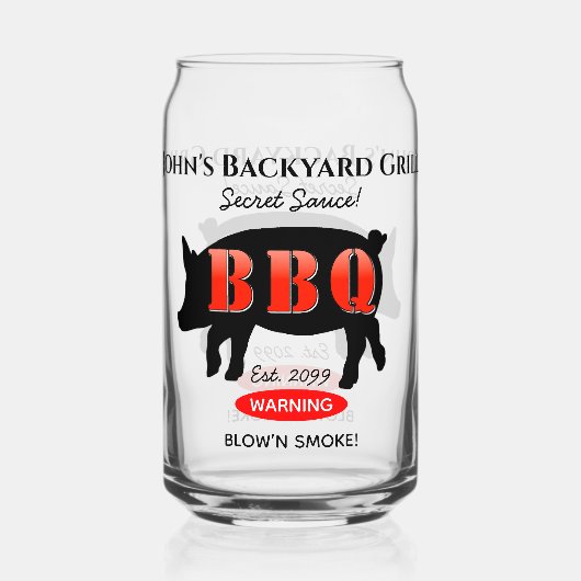 Achtertuin Grill Master Grilling BBQ Bier Blikvorm Glas (Achterkant)