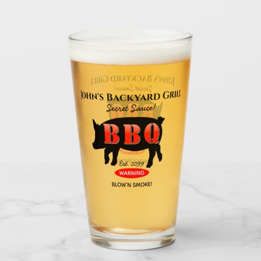 Achtertuin Grill Master Grilling BBQ Pint Bier Glas (Voorkant gevuld)