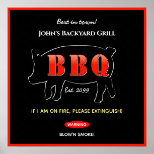 Achtertuin Grill Master Grilling BBQ Poster Print