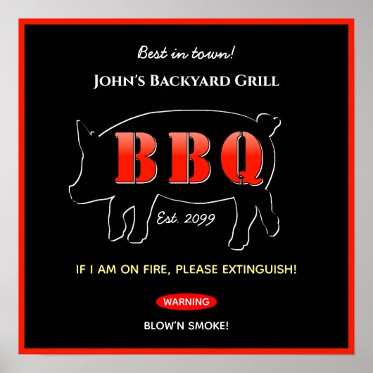 Achtertuin Grill Master Grilling BBQ Poster Print (Voorkant)