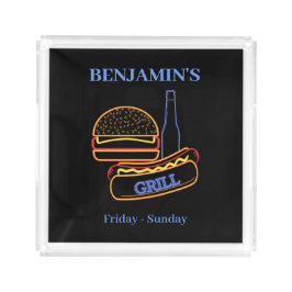 Achtertuin Grill met Burgers Hot Dogs Bier Acryl Dienblad