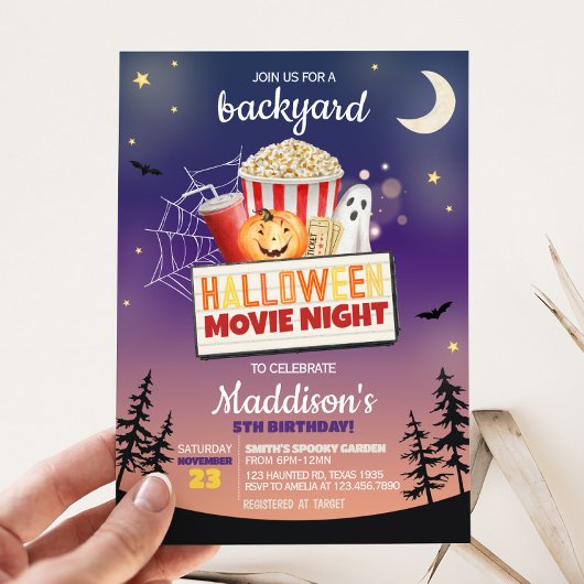 Achtertuin Halloween Film Night Verjaardagsfeest Kaart