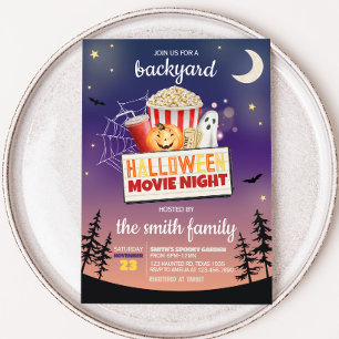 Achtertuin Halloween Movie Night Party Kaart