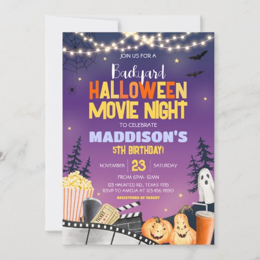 Achtertuin Halloween Verjaardagsfeest Filmavond Kaart (Voorkant)