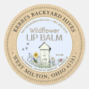 Achtertuin Hives Bijenwas Lip Balm Kraft Flower La Ronde Sticker
