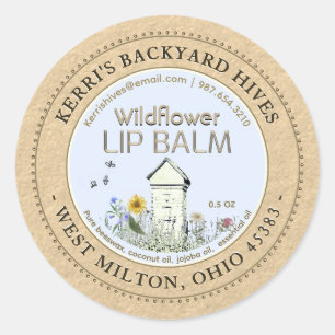 Achtertuin Hives Bijenwas Lippenbalsem Kraft Bijen Ronde Sticker