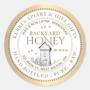 Achtertuin Hives Gold Honey Label Hand gebotteld R