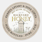 Achtertuin Hives Honey Label Hand Bottled Raw Line (Voorkant)