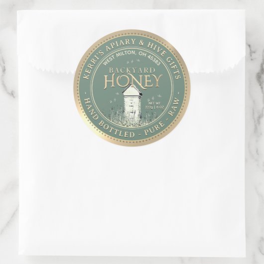 Achtertuin Hives Honey Label Hand gebotteld Raw Go (Tas)