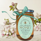 Achtertuin Honey Bee met Honeycomb Blauwgroen Ovale Sticker