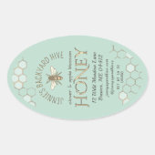 Achtertuin Honey Bee met Honeycomb Blauwgroen Ovale Sticker (Voorkant)