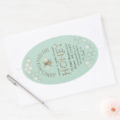 Achtertuin Honey Bee met Honeycomb Blauwgroen Ovale Sticker (Envelop)