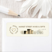 Achtertuin Honing Ivoor Bloem Hives Goud Hart Bije Etiket (Insitu)