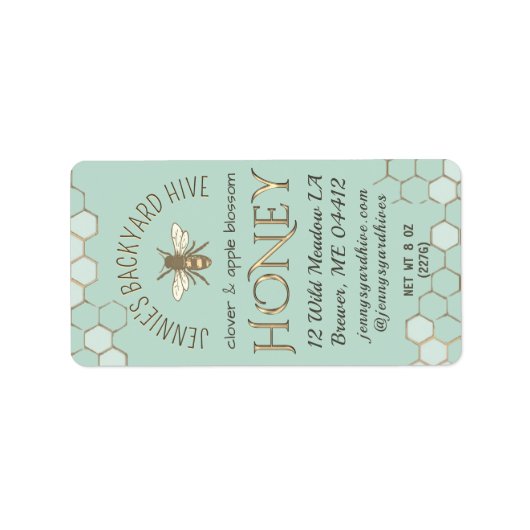 Achtertuin Honingbij met Honingraat Groen Etiket (Voorkant)