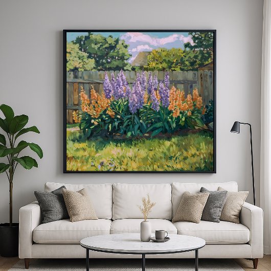 Achtertuin - Impressionistische stijl Bloemenkunst Poster