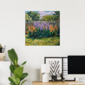 Achtertuin - Impressionistische stijl Bloemenkunst Poster (Thuiskantoor)