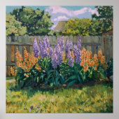 Achtertuin - Impressionistische stijl Bloemenkunst Poster (Voorkant)