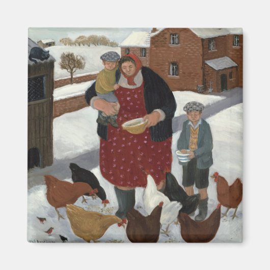 Achtertuin in Winter Magneet (Voorkant)