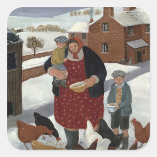 Achtertuin in Winter Vierkante Sticker (Voorkant)