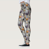 Achtertuin Kippen op grijze Leggings (Links)