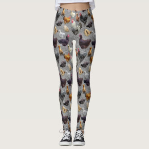 Achtertuin Kippen op grijze Leggings