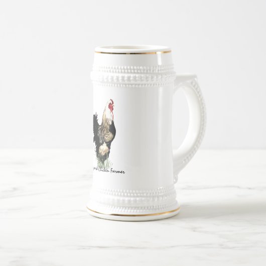 Achtertuin kippenboer met roosterontwerp bierpul (Voorkant rechts)