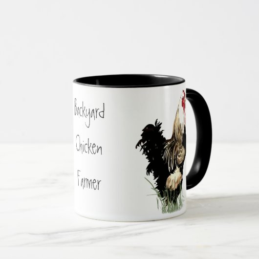 Achtertuin kippenboer met roosterontwerp mok (Voorkant rechts)