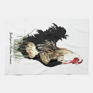 Achtertuin kippenboer met roosterontwerp theedoek