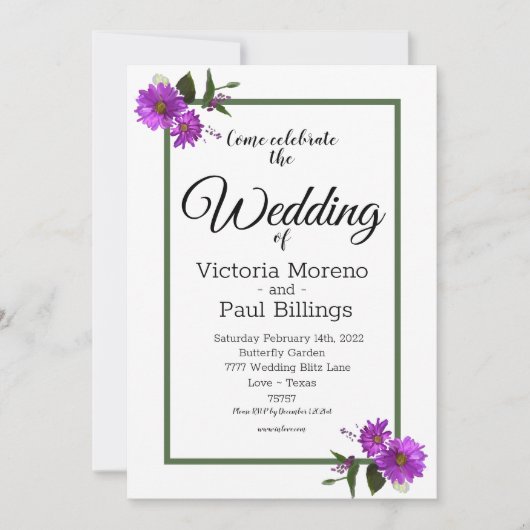 Achtertuin Lavander Madeliefje Uitnodiging (Voorkant)