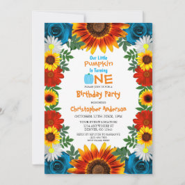 Achtertuin najaar Floral Little Pumpkin Birthday Kaart