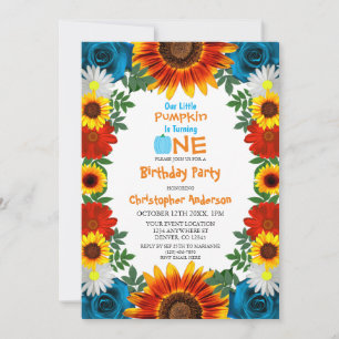 Achtertuin najaar Floral Little Pumpkin Birthday Kaart