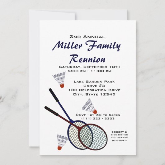 Achtertuin picknick spelletjes / badminton kaart (Voorkant)