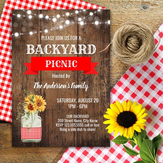 Achtertuin picknickfeest kaart