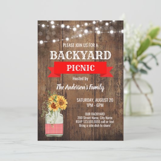 Achtertuin picknickfeest kaart (Staand voorkant)